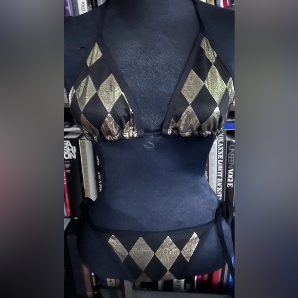 Black and gold Harley Quinn bikini
